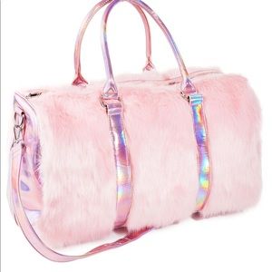 Dolls kill Pink Fur Weekender Bag